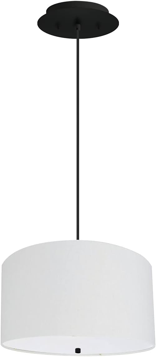 White Linen Drum Pendant Light