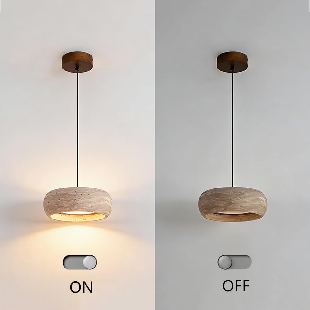 Yellow Travertine Nordic Drum Pendant Light