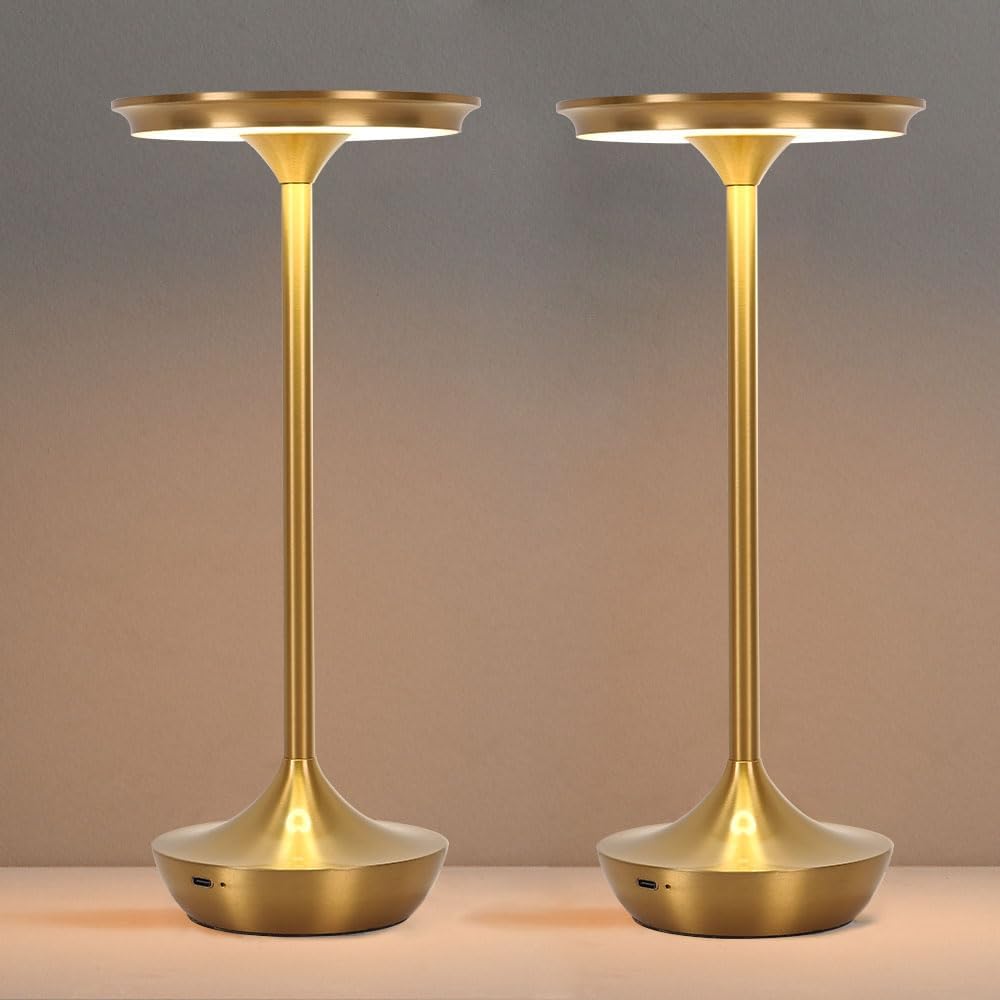 Gold Rechargeable Cordless Table Lamps Set