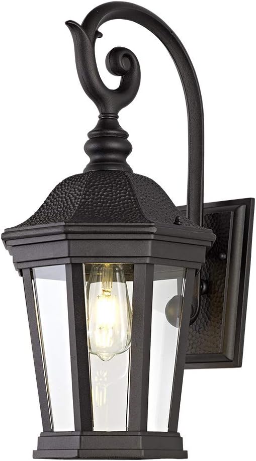 Black Clear Glass Outdoor Wall Lantern