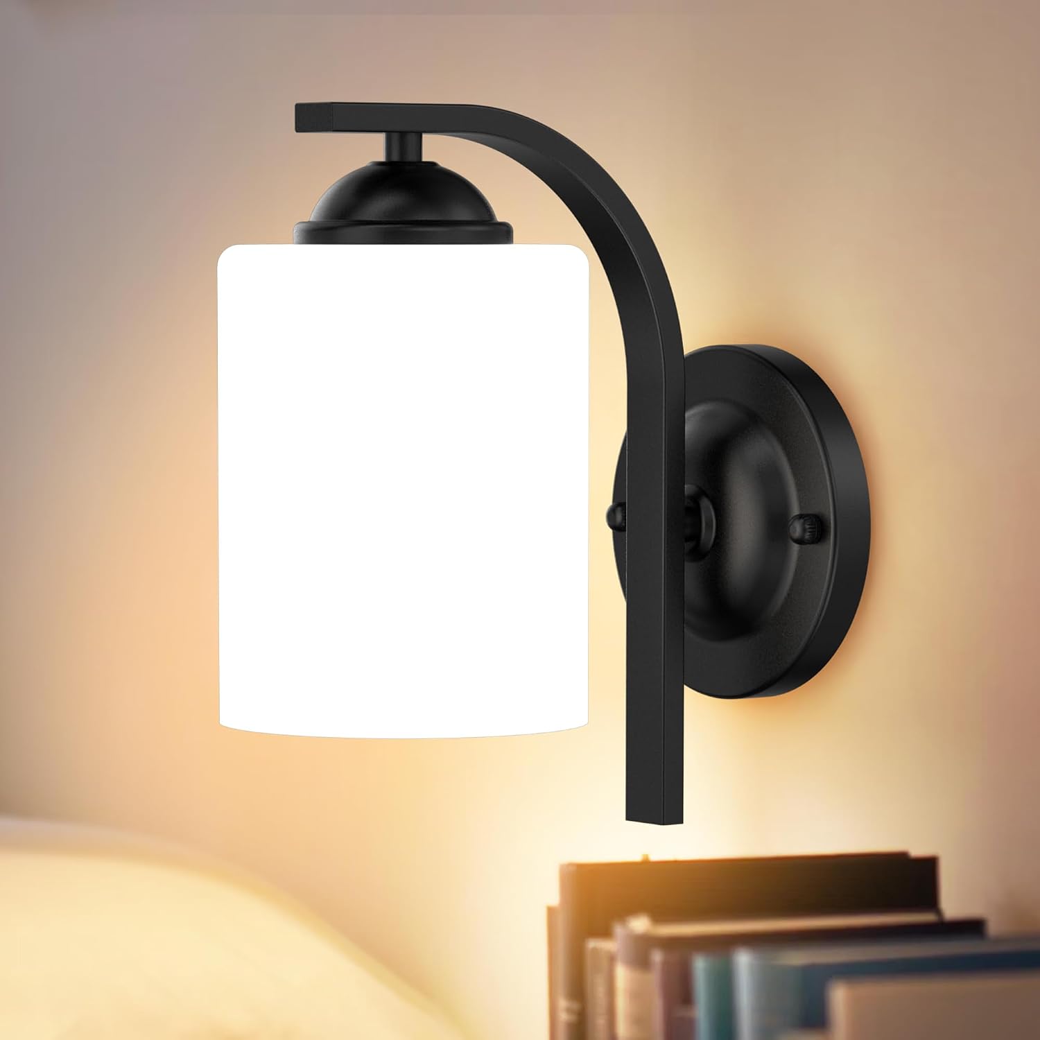 Matte Black Glass Farmhouse Wall Sconces