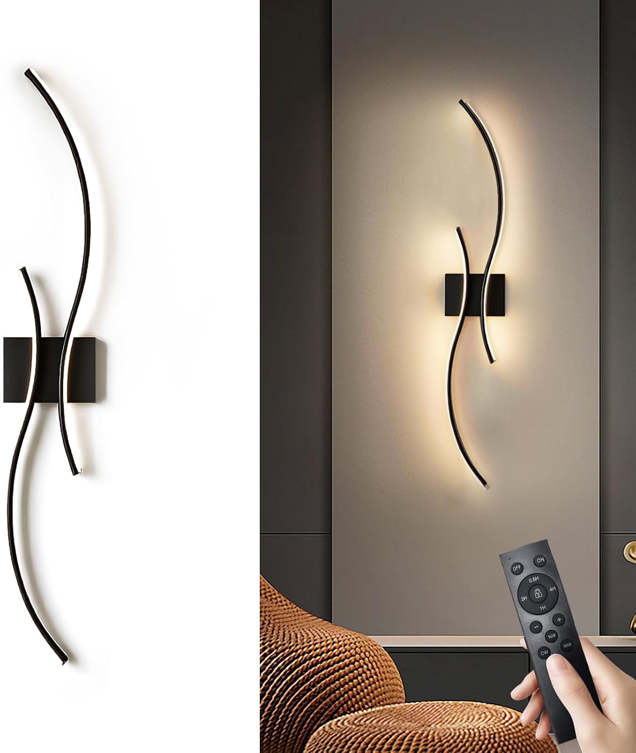 Modern Hardwired Dimmable Black Wall Sconces
