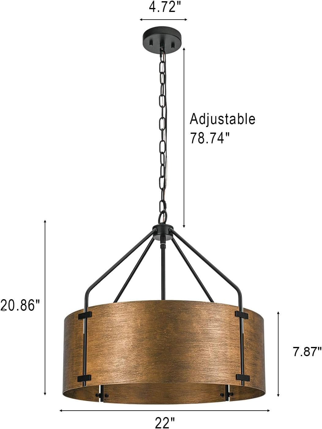 Copper Bronze Industrial Drum Chandelier