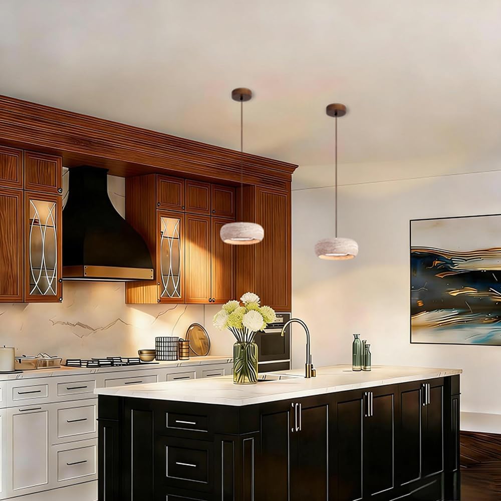 Yellow Travertine Nordic Drum Pendant Light