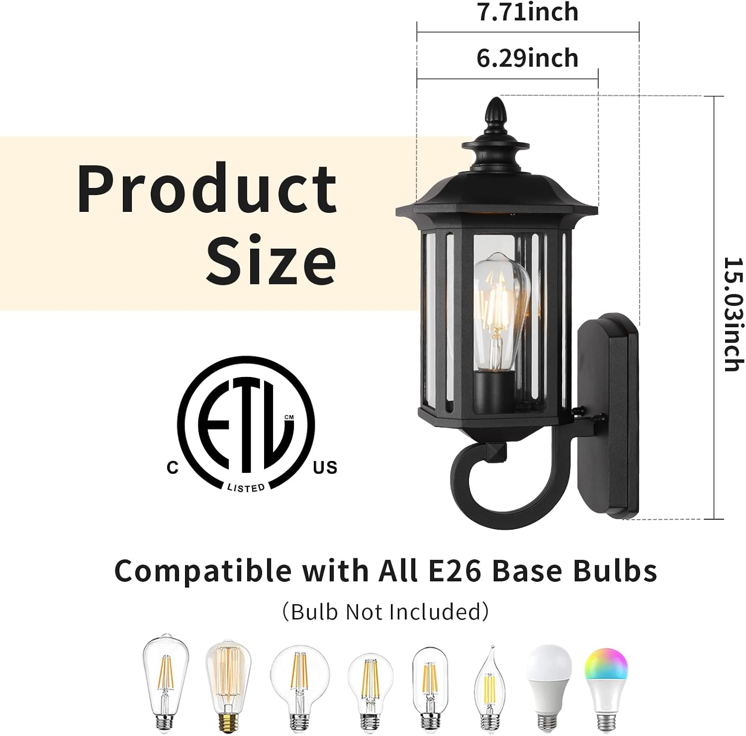 Black Outdoor Wall Lantern