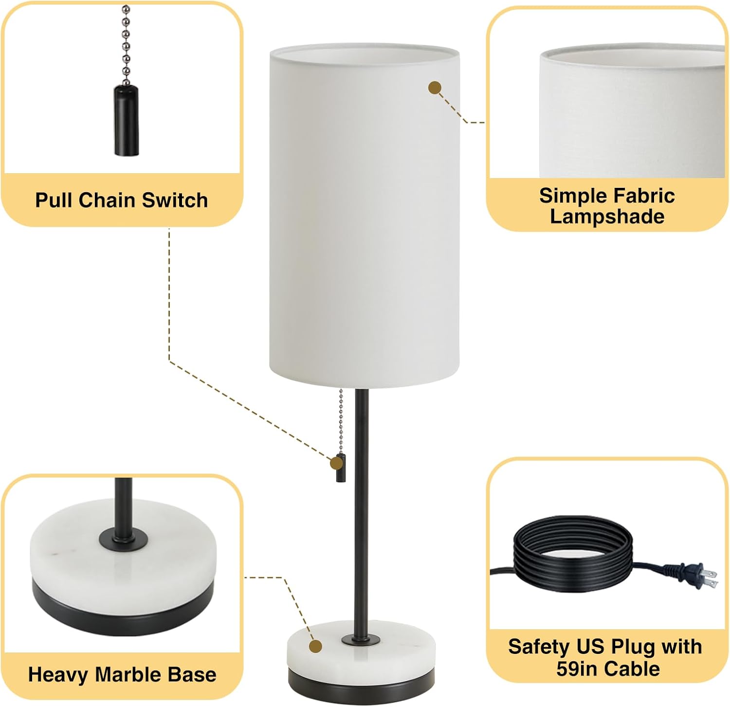 Luvkczc Marble Base Table Lamps Set