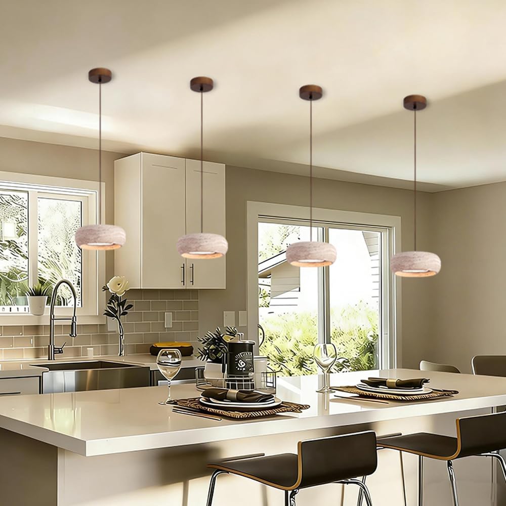 Yellow Travertine Nordic Drum Pendant Light