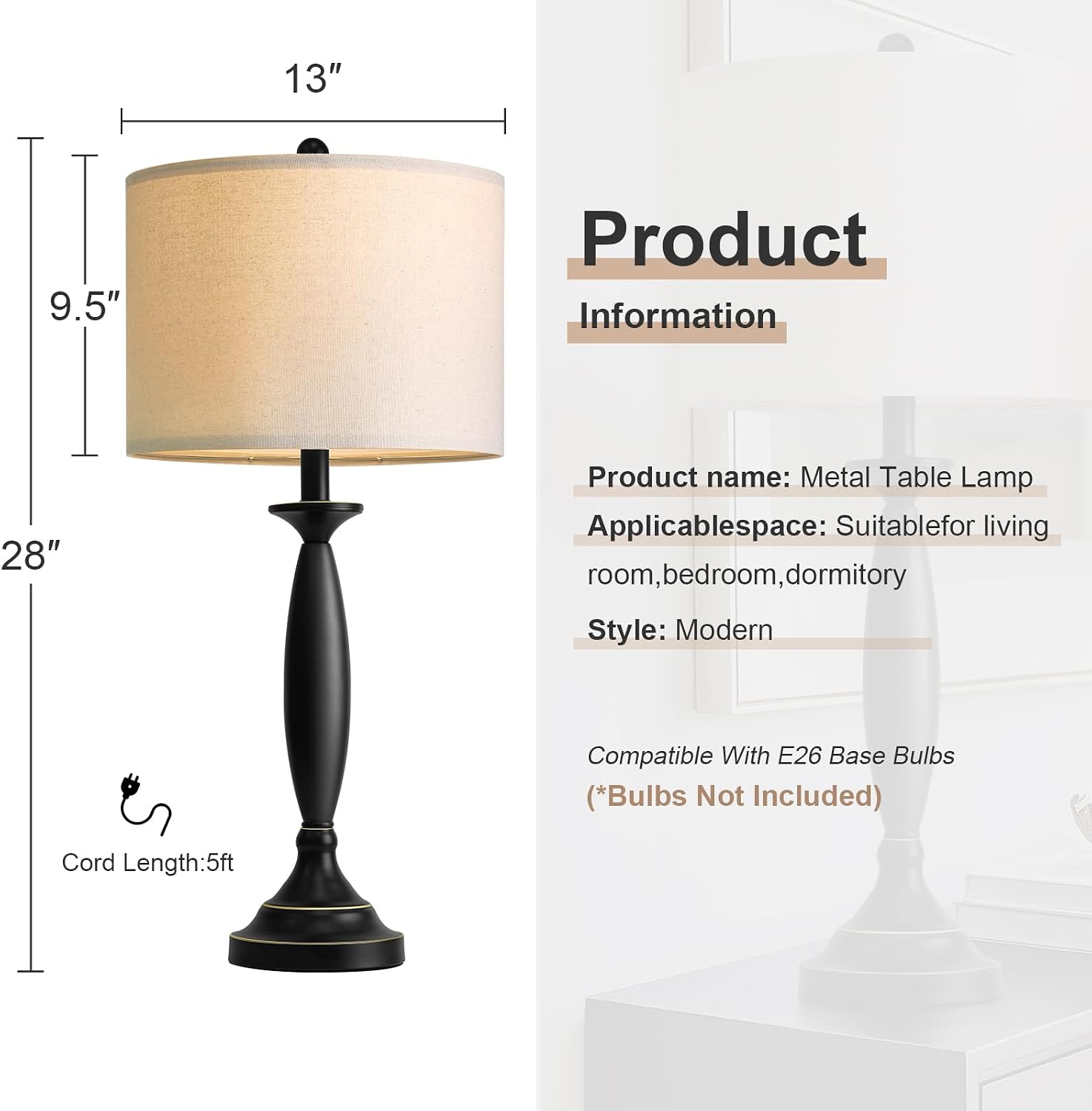 Black USB Table Lamps Set