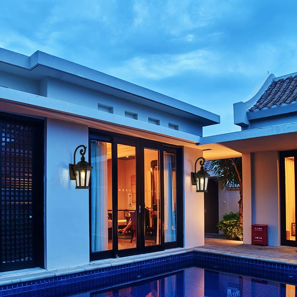 Black Clear Glass Outdoor Wall Lantern