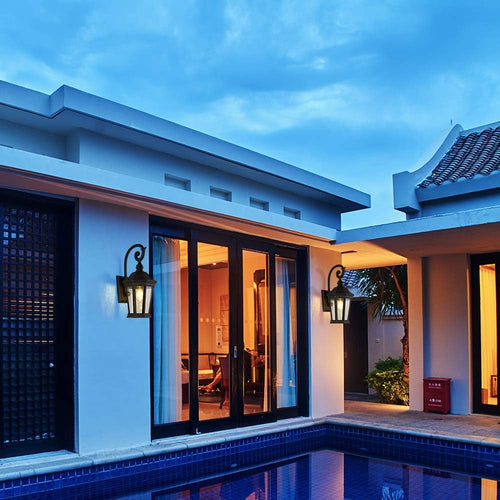Black Clear Glass Outdoor Wall Lantern