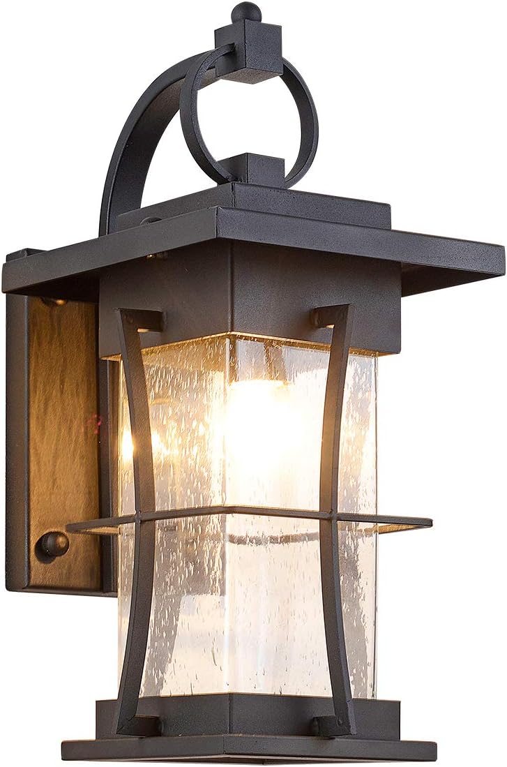 Black Seeded Glass Outdoor Wall Sconces