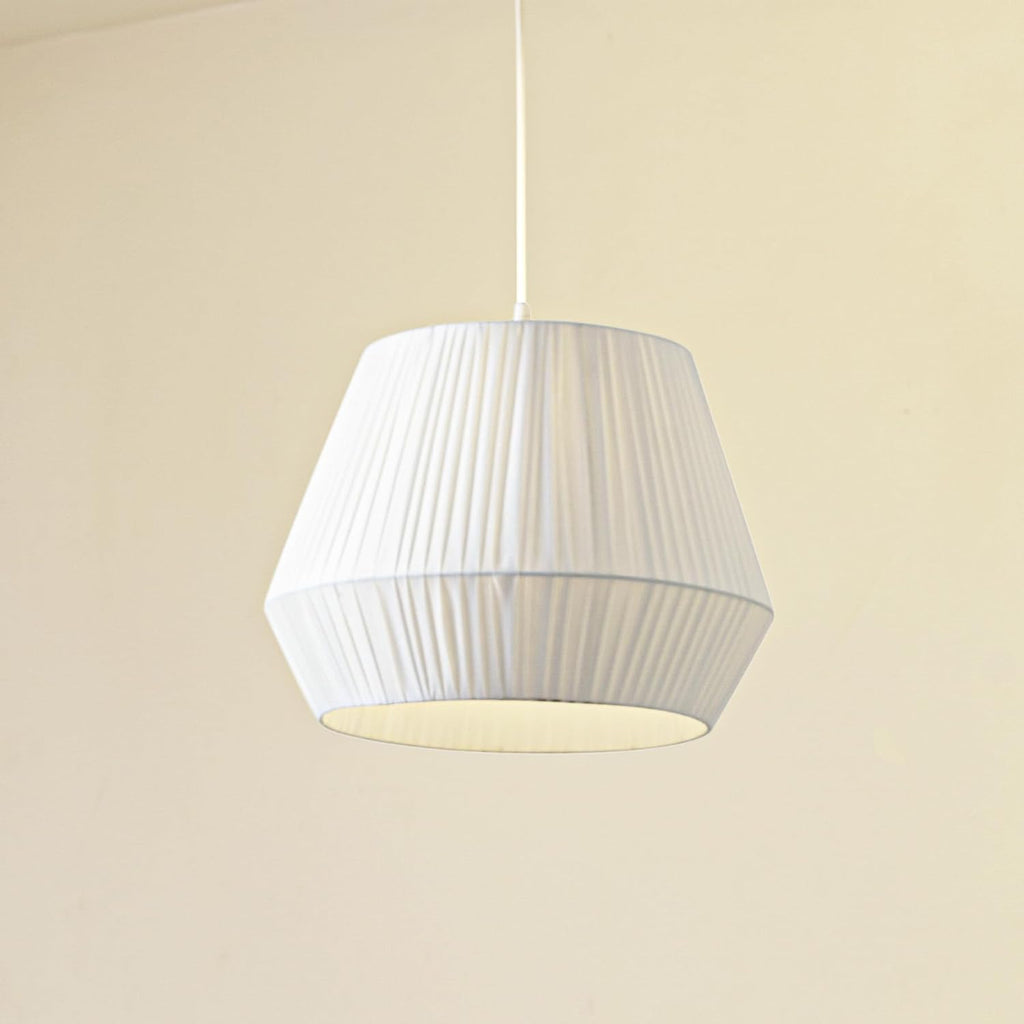 White Fabric Drum Pendant Lamp Shade