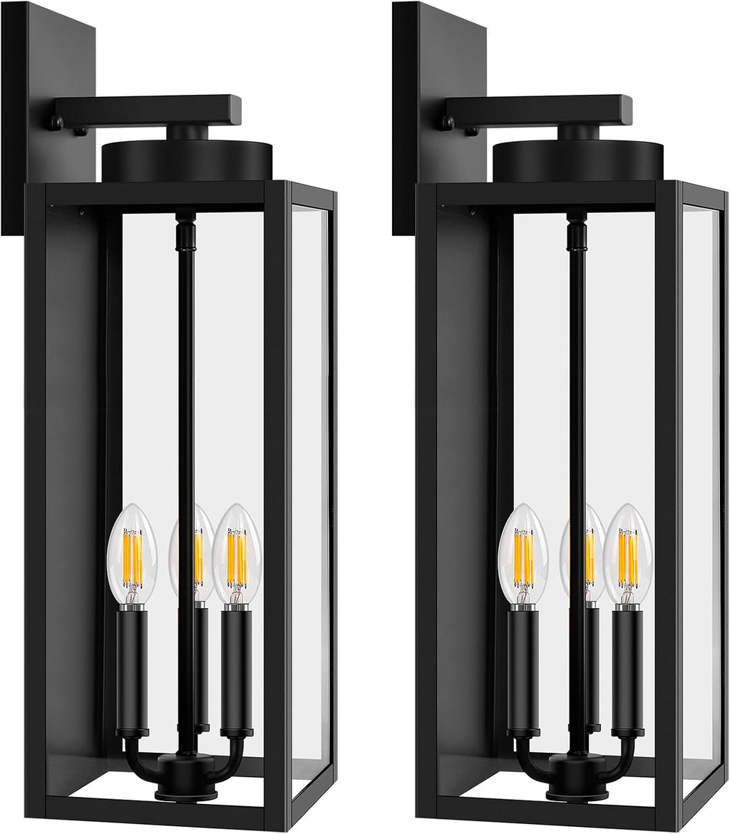 20in Black Outdoor Wall Lanterns 2 Pack