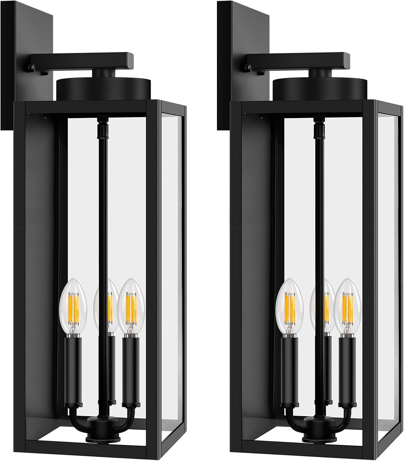 20in Black Outdoor Wall Lanterns 2 Pack