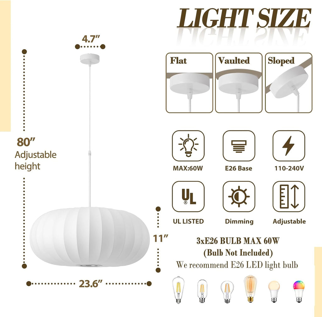 White Drum Lantern Chandelier