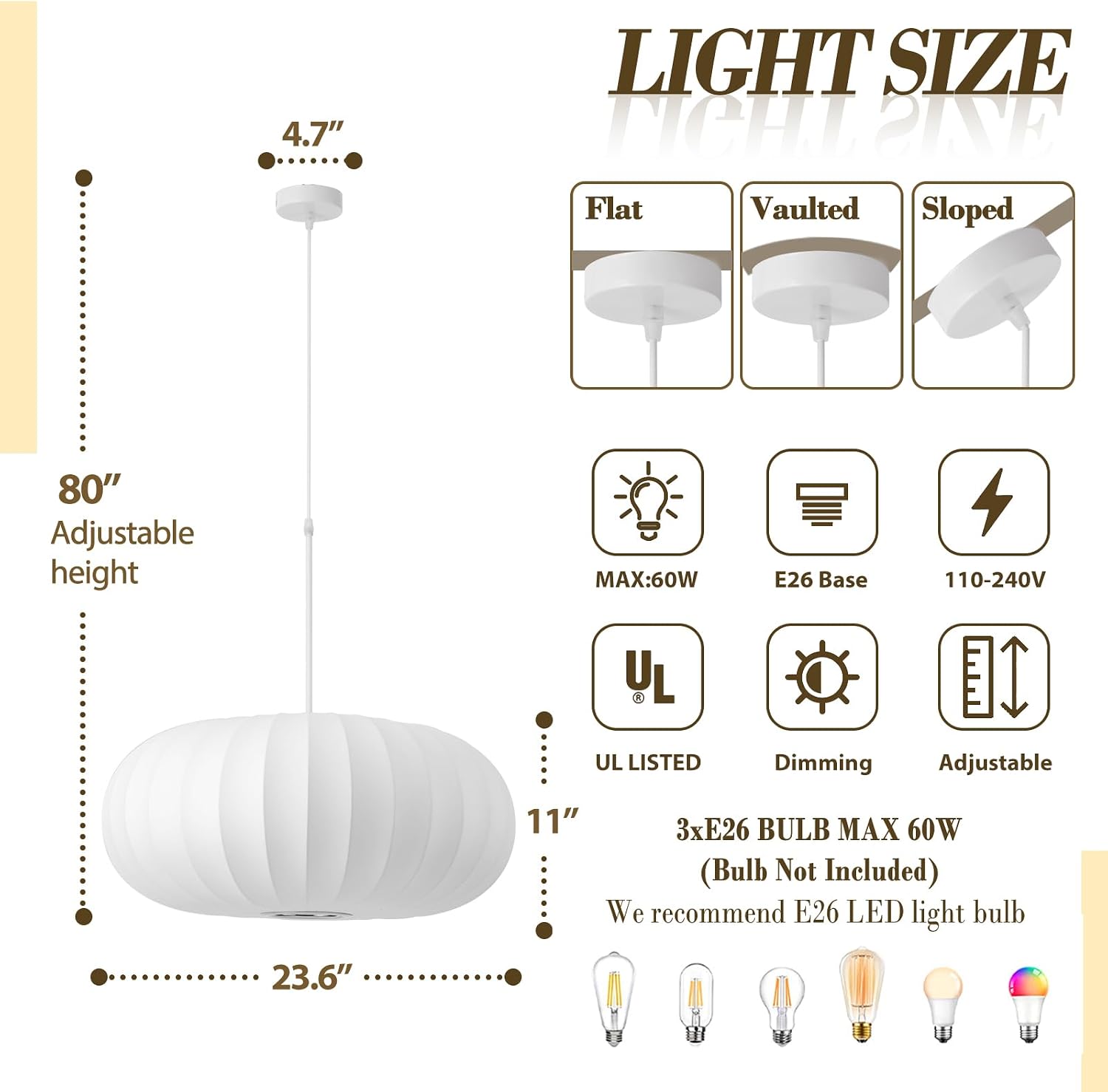 White Drum Lantern Chandelier