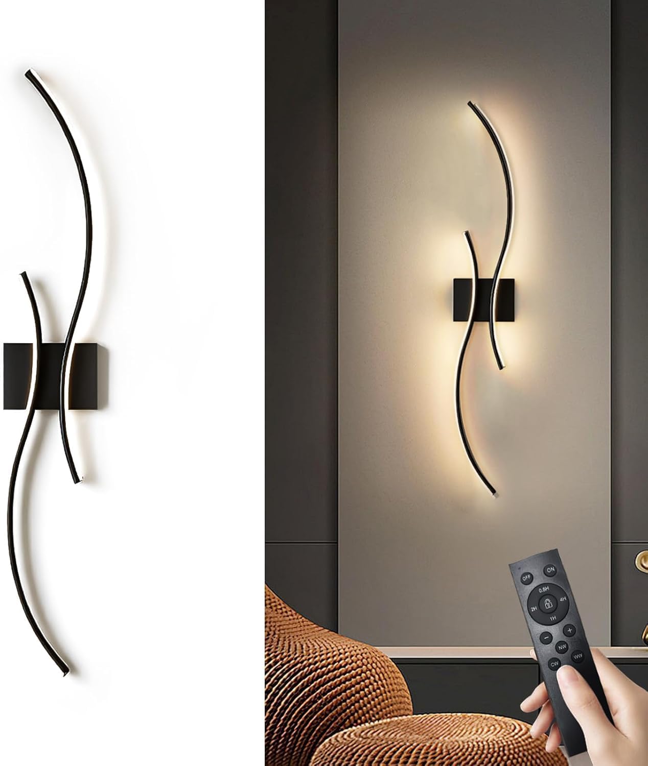Modern Hardwired Dimmable Black Wall Sconces