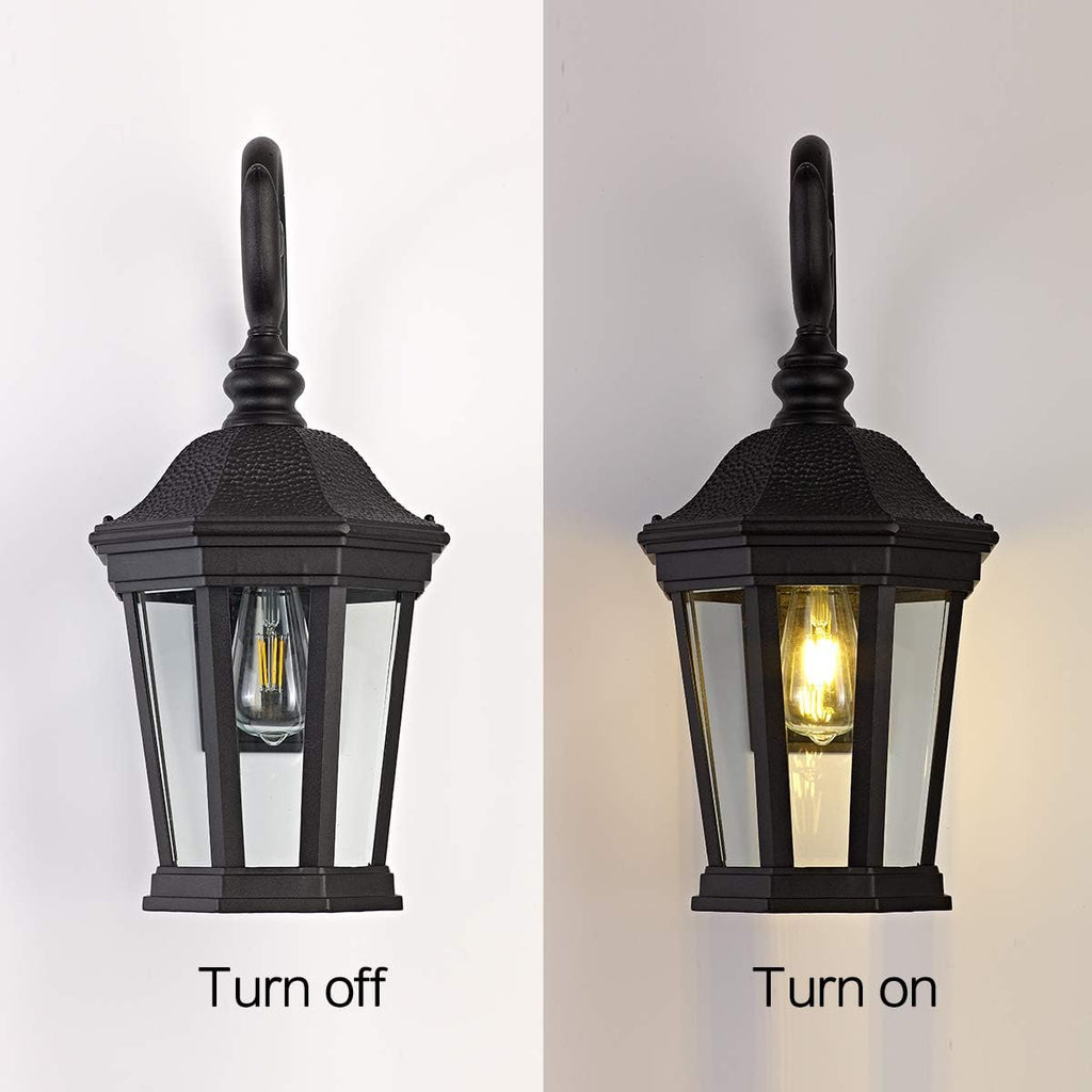 Black Clear Glass Outdoor Wall Lantern