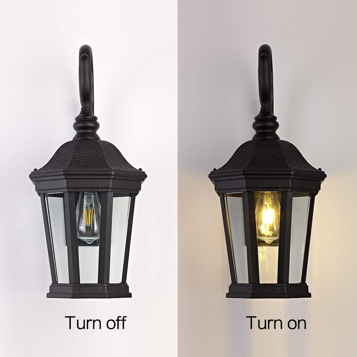Black Clear Glass Outdoor Wall Lantern
