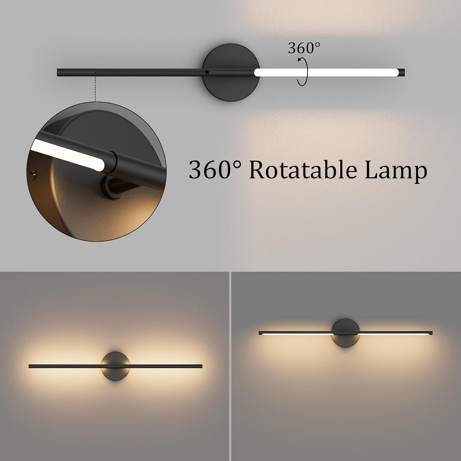 Black Rotatable LED Modern Wall Sconce