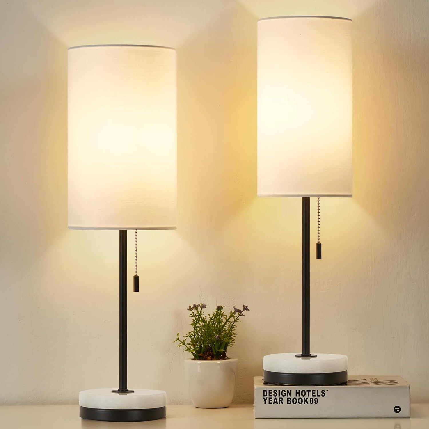 Luvkczc Marble Base Table Lamps Set