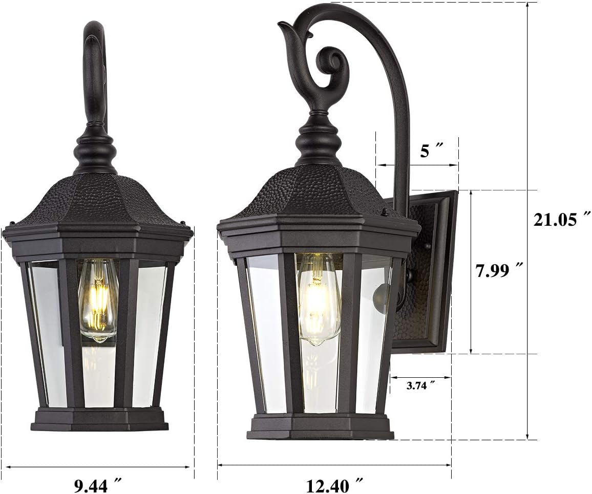 Black Clear Glass Outdoor Wall Lantern
