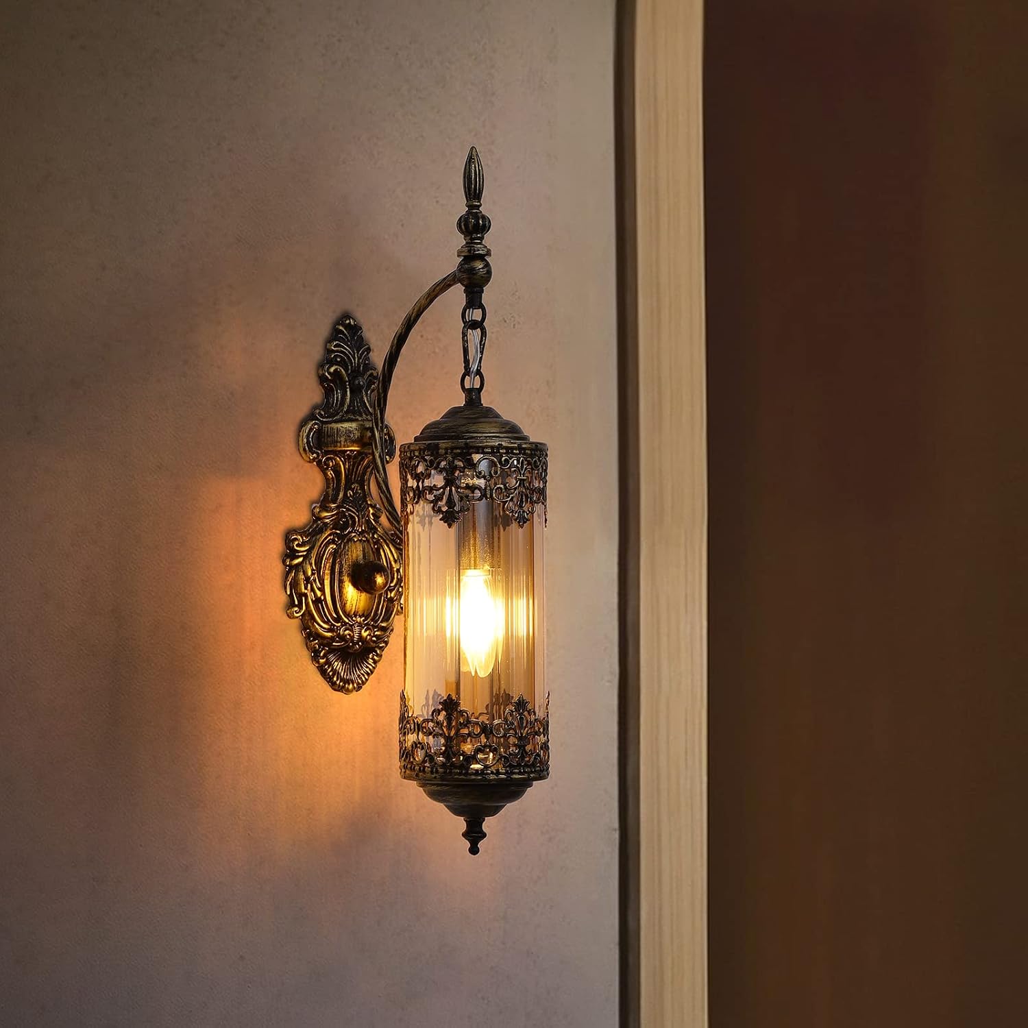Rustic Black Brushed Gold Farmhouse Wall Light