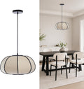 Bamboo Pumpkin Linen Pendant Light