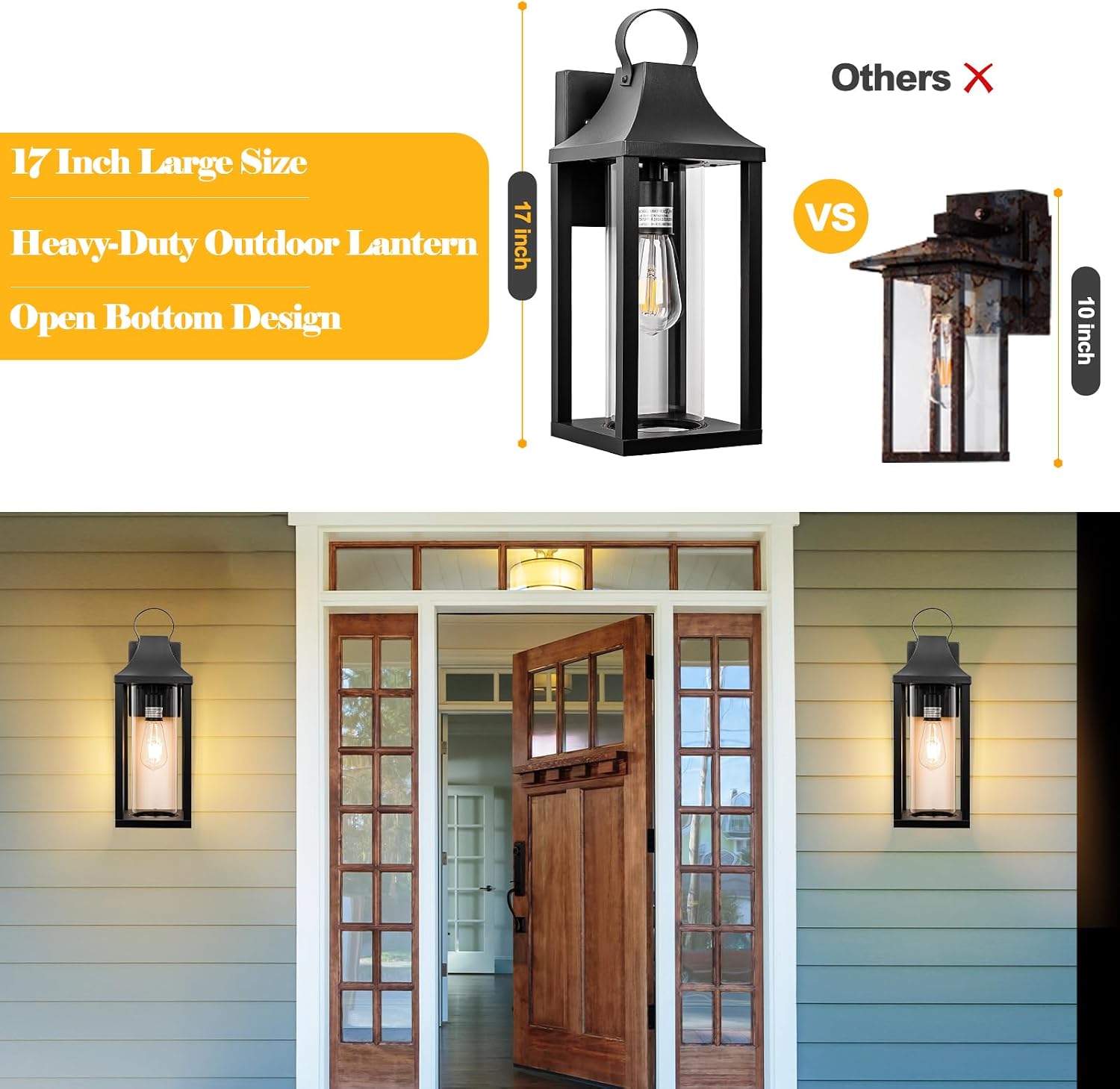 17" Black Cylindrical Glass Outdoor Wall Lantern