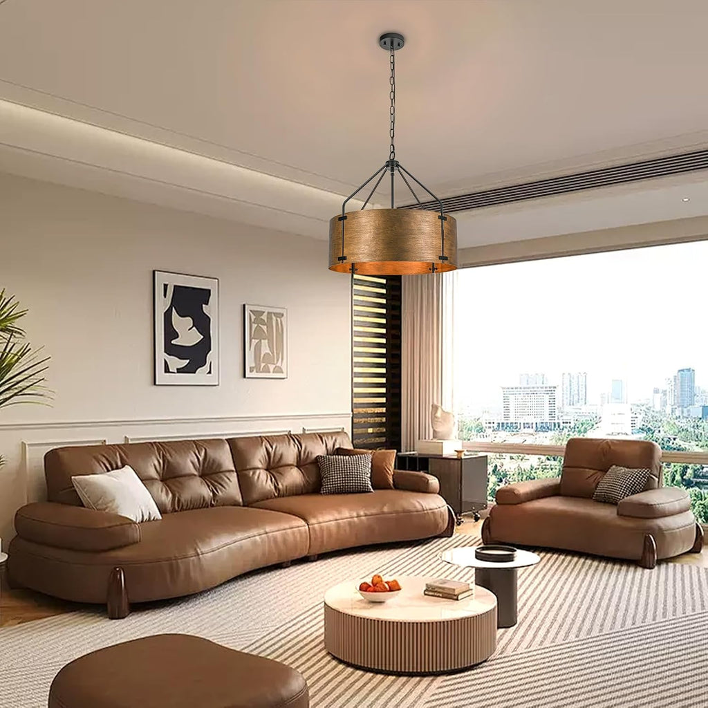 Copper Bronze Industrial Drum Chandelier