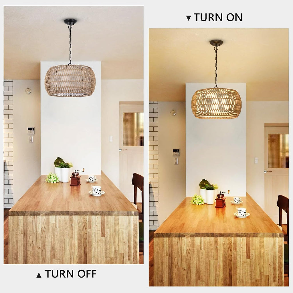 Rattan Boho Farmhouse Chandelier Light