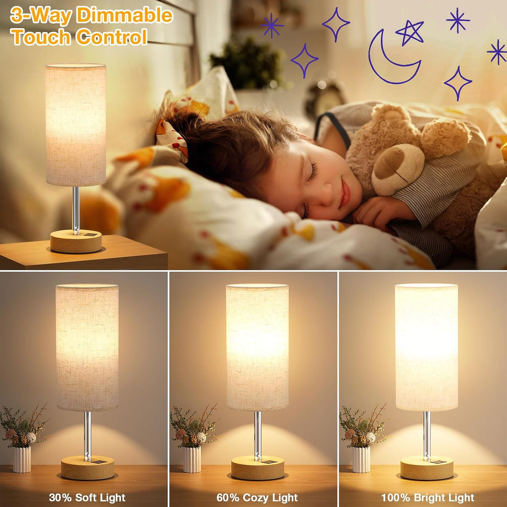 Dicoool Wood USB Touch Table Lamp