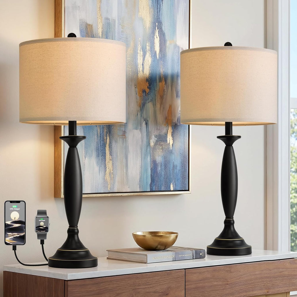Black USB Table Lamps Set
