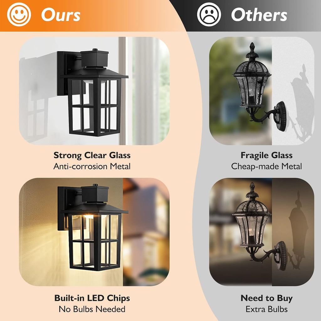 LED Black Outdoor Wall Lantern 1 Pack