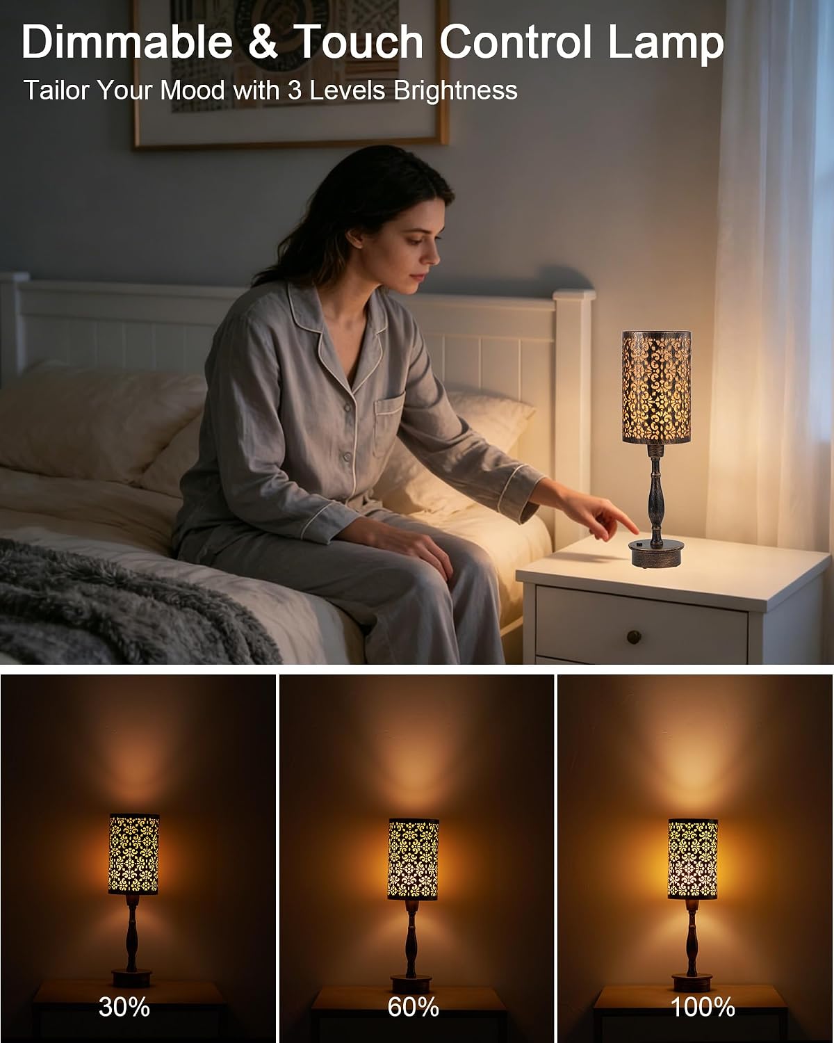 Bronze Cordless Touch Table Lamp