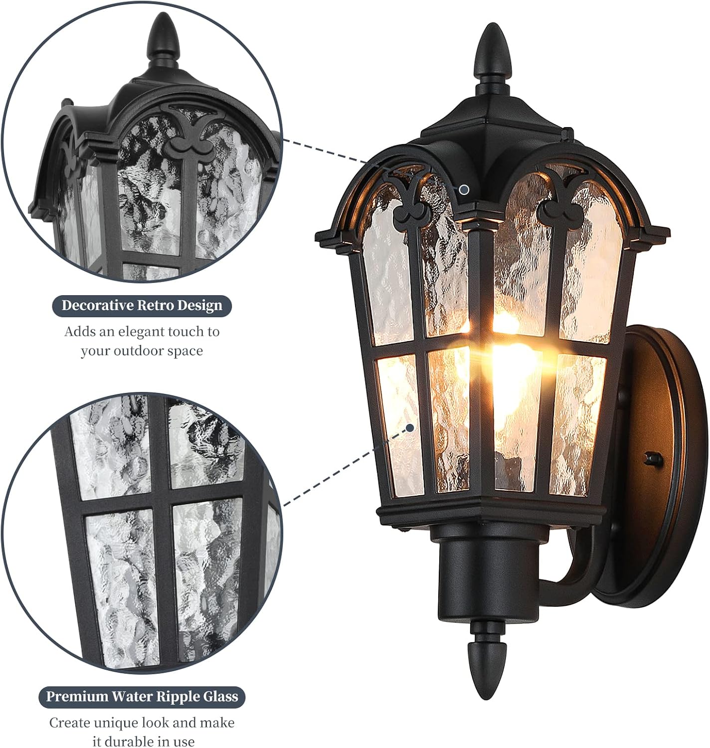Water Ripple Glass Wall Lanterns 2 Pack