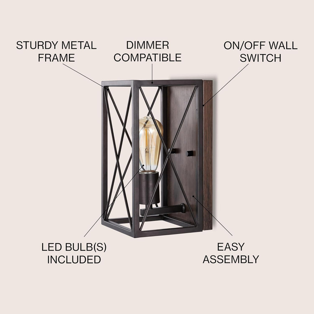Bronze Wood Iron Wall Sconce