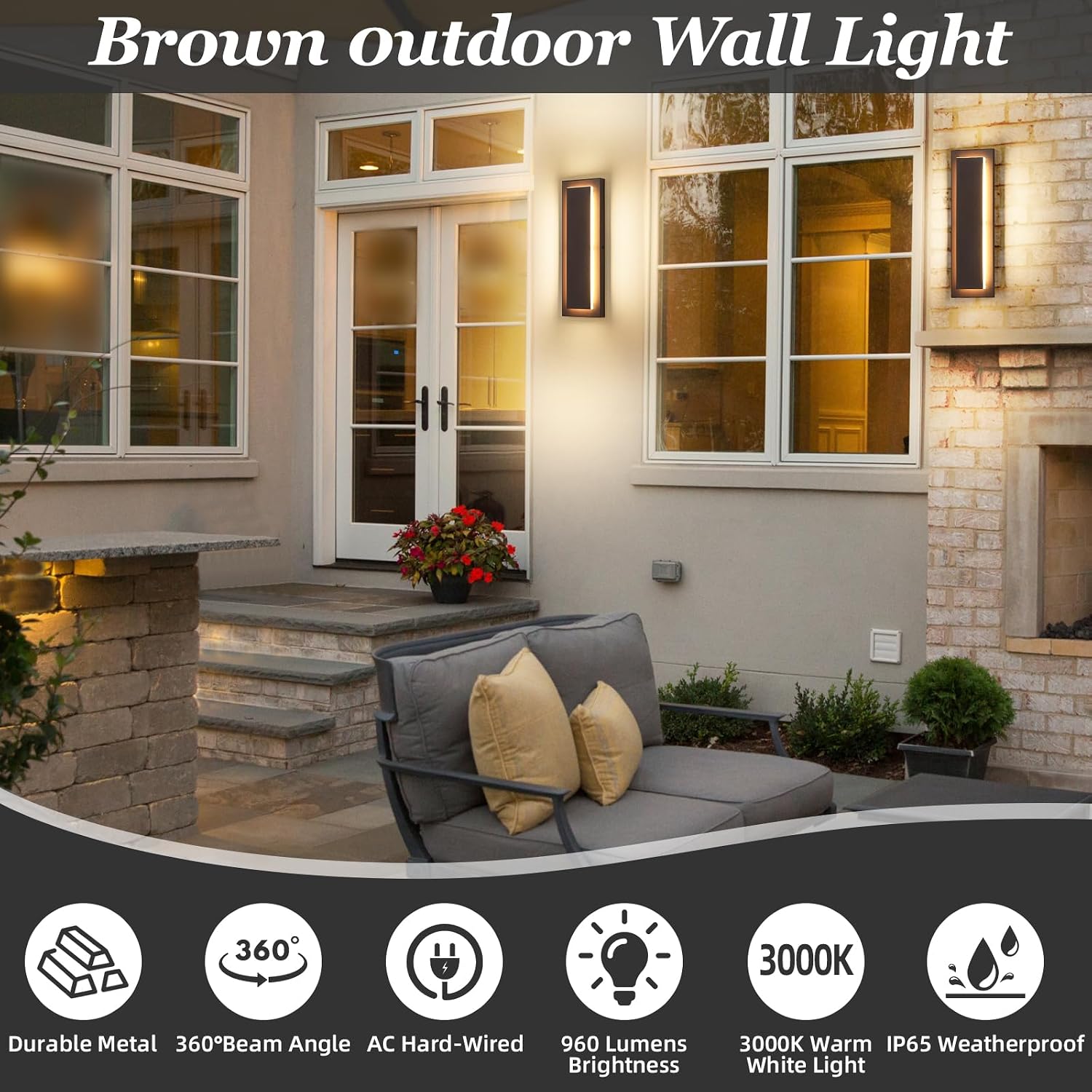 Brown Waterproof Outdoor Wall Sconce