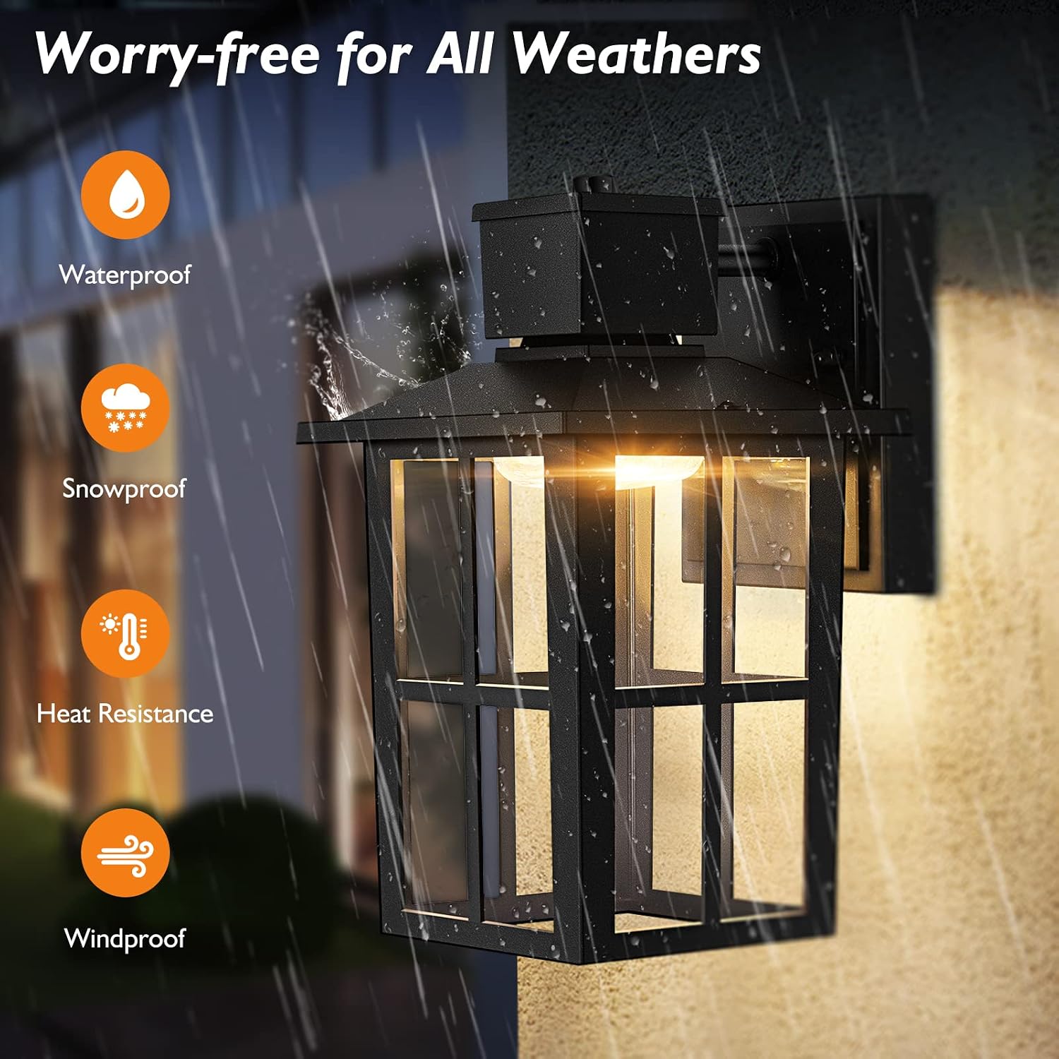 LED Black Outdoor Wall Lantern 1 Pack