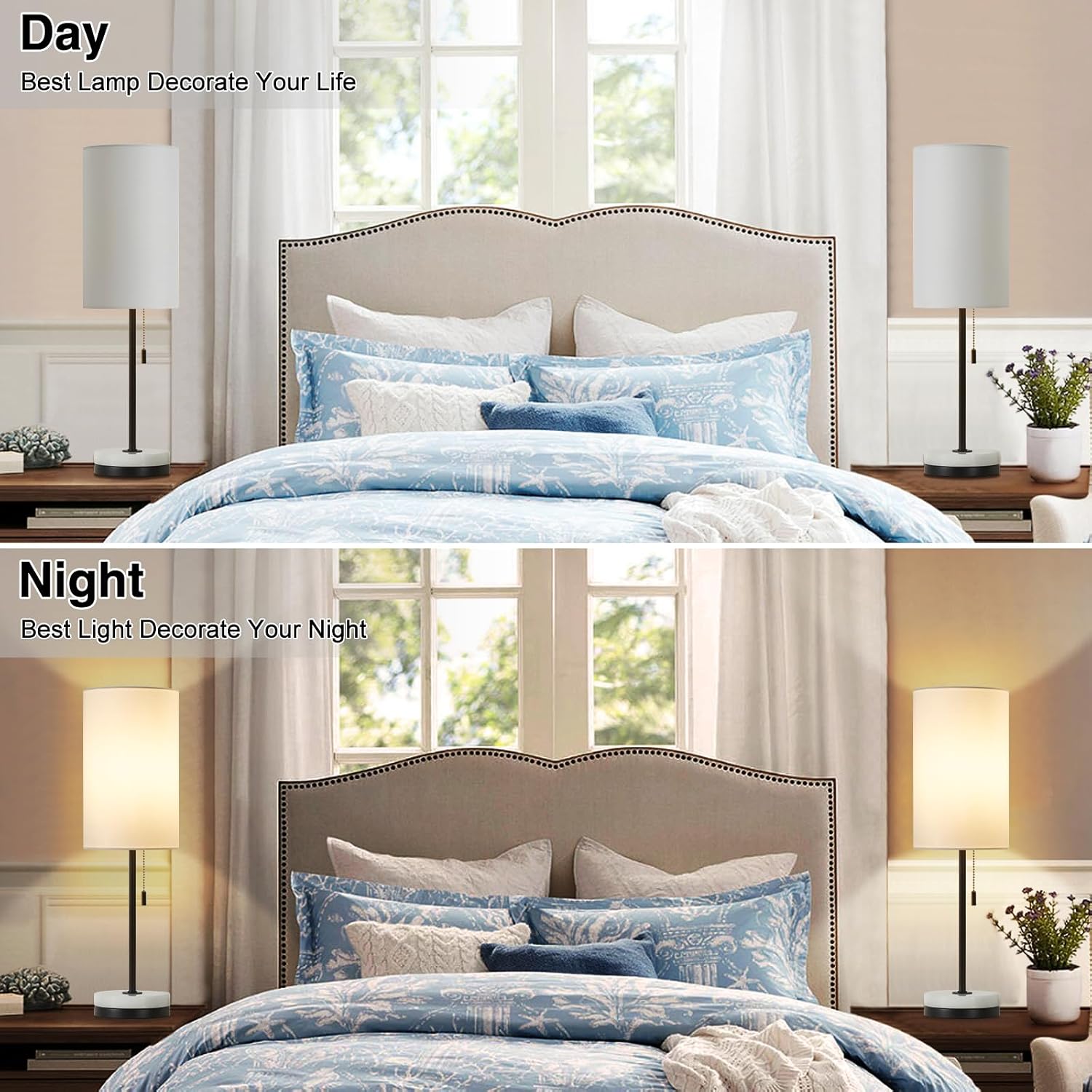 Luvkczc Marble Base Table Lamps Set