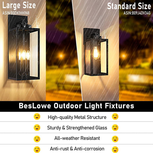 20in Black Outdoor Wall Lanterns 2 Pack