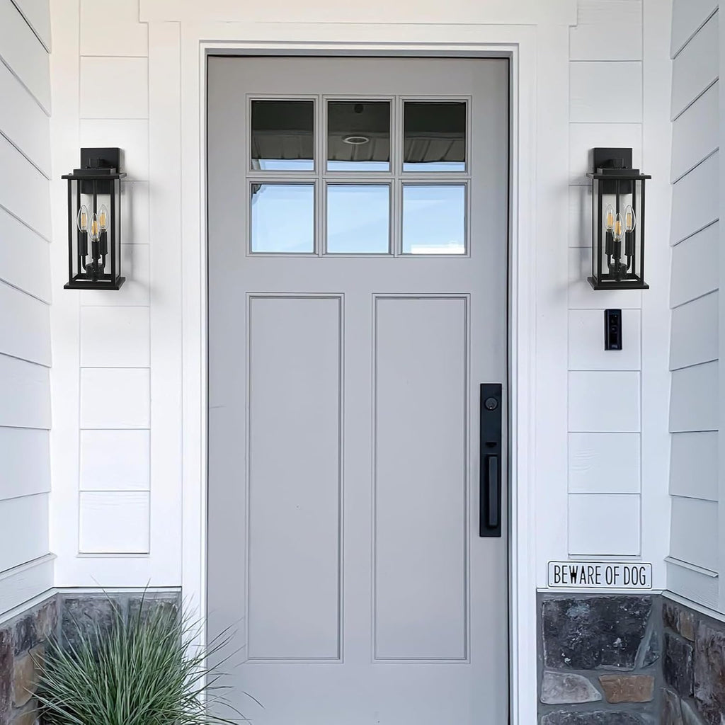 15" 3-Light Black Outdoor Wall Lantern