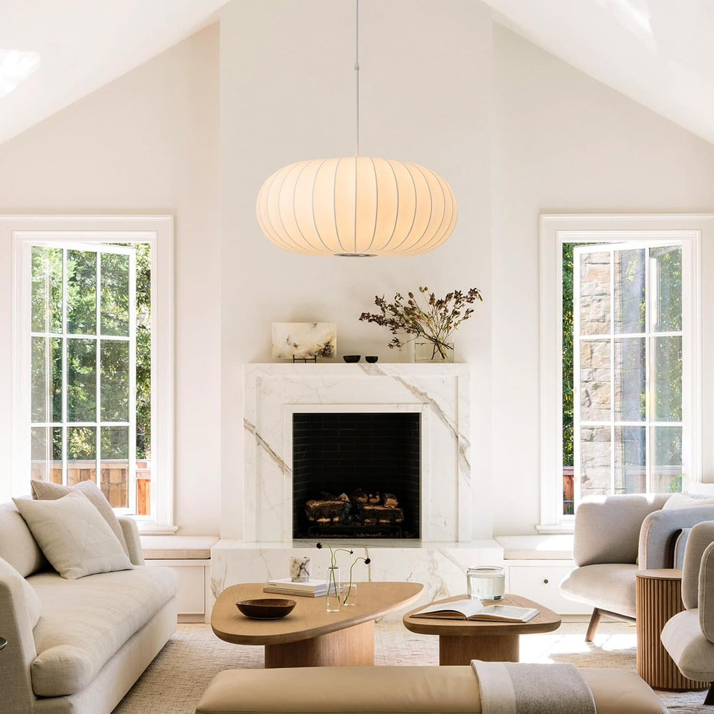 White Drum Lantern Chandelier