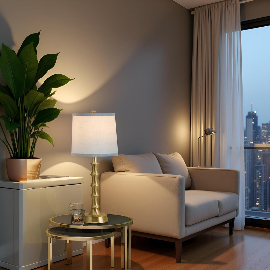 Gold Linen Table Lamps Set