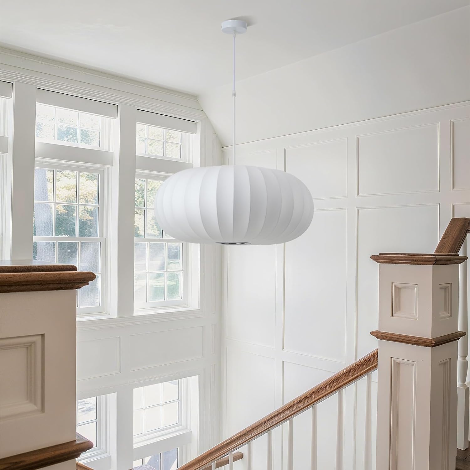 White Drum Lantern Chandelier