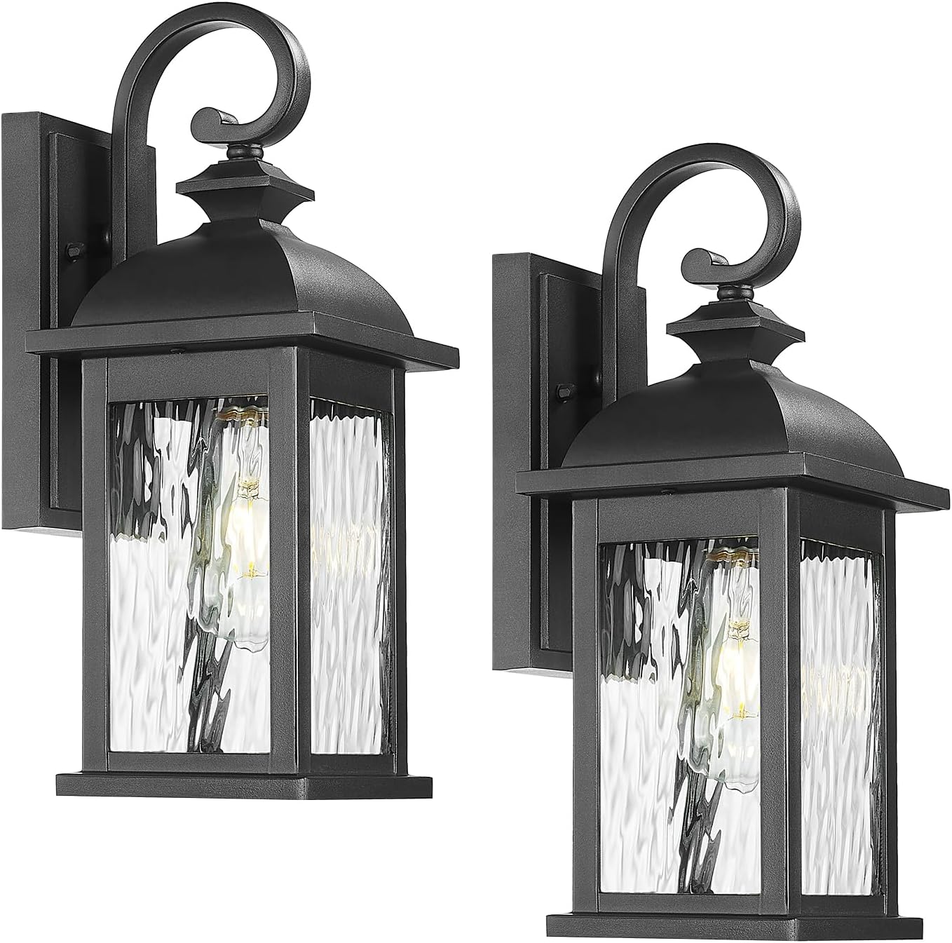 Water Ripple Glass Wall Lanterns 2 Pack