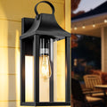 17" Black Cylindrical Glass Outdoor Wall Lantern