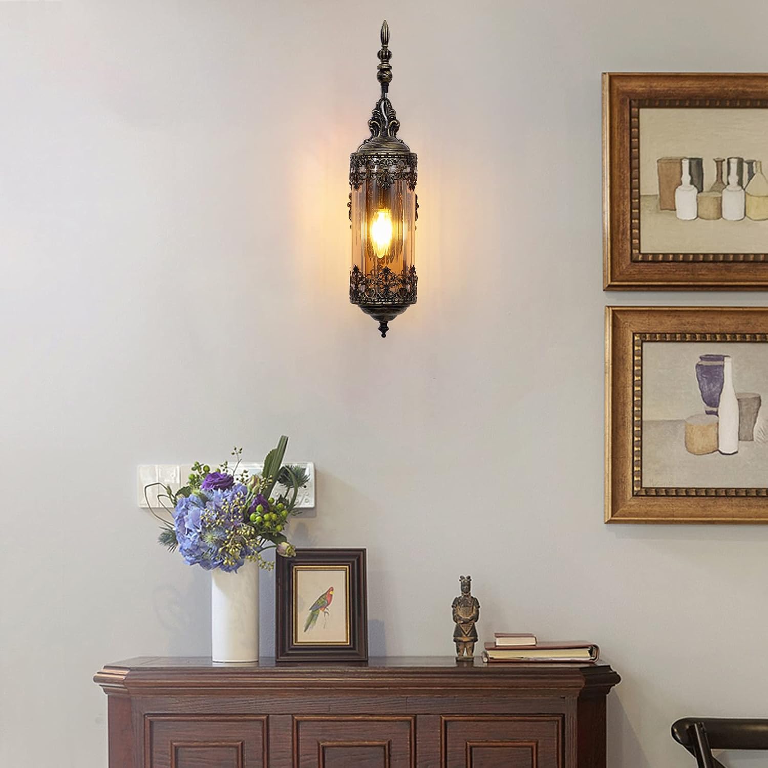 Rustic Black Brushed Gold Farmhouse Wall Light