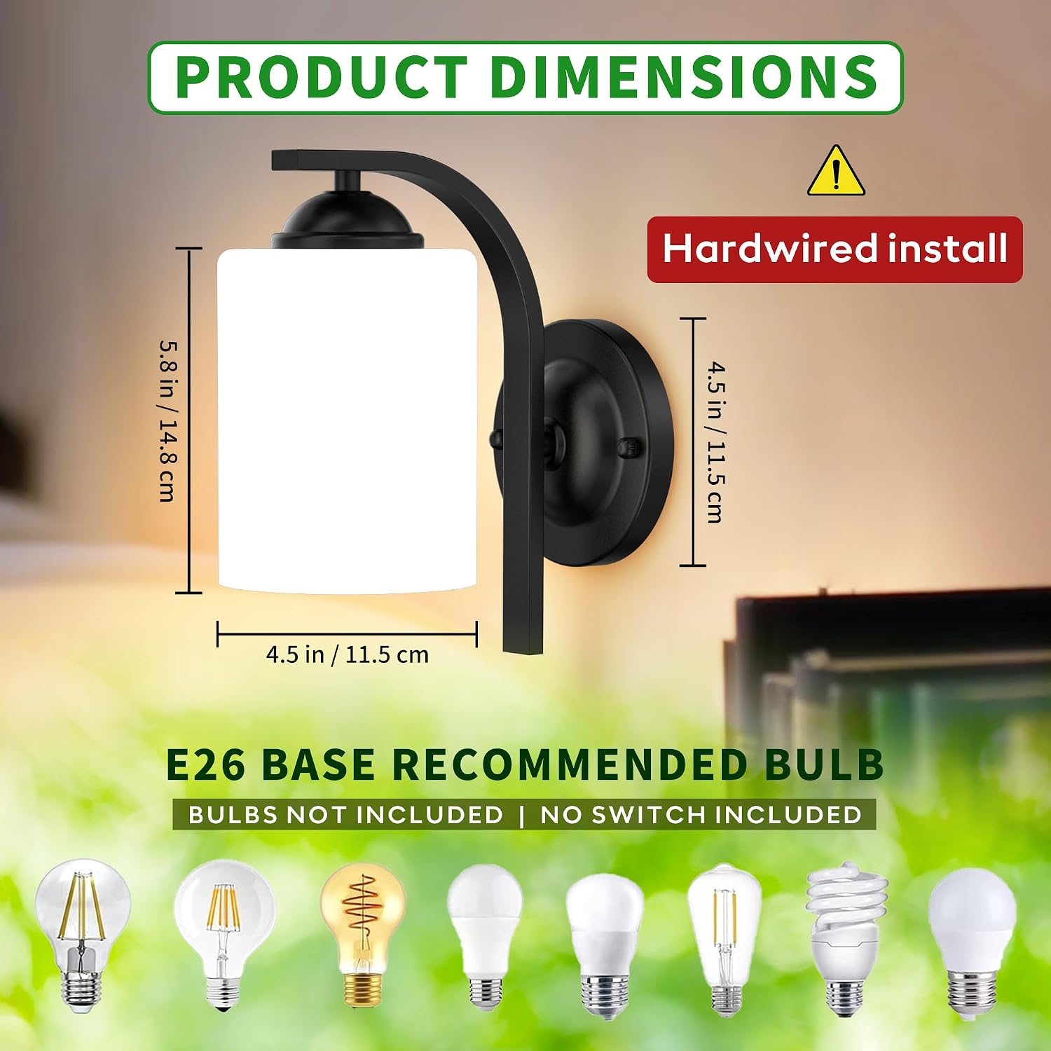 Matte Black Glass Farmhouse Wall Sconces