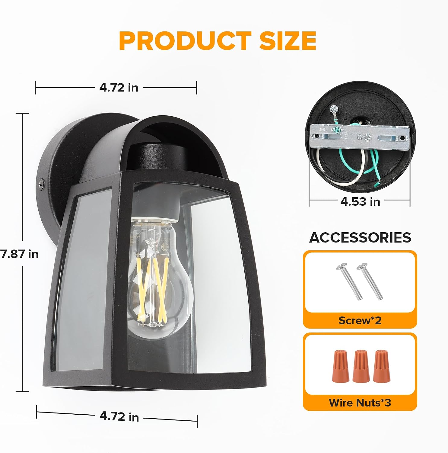 Black Outdoor Wall Lantern 2 Pack